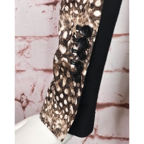 BCBGMaxAzria BOWIE Feather XXS Camel Combo Leopard print Tuxedo Blazer Jacket - Picture 5 of 16